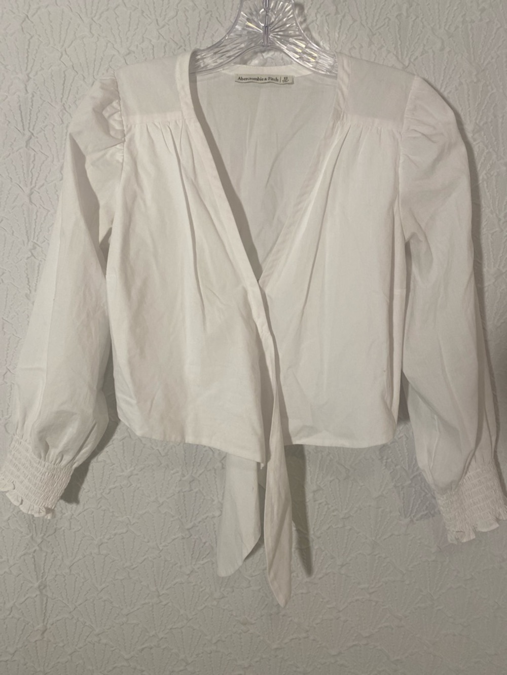 Abercrombie & Fitch White Tie-Front Puff Sleeve Blouse Size XS Whimsy Vaporous